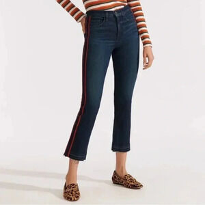 Veronica Beard Carolyn 10” Baby Boot Jeans Midnight Blue Tuxedo Stripe Red